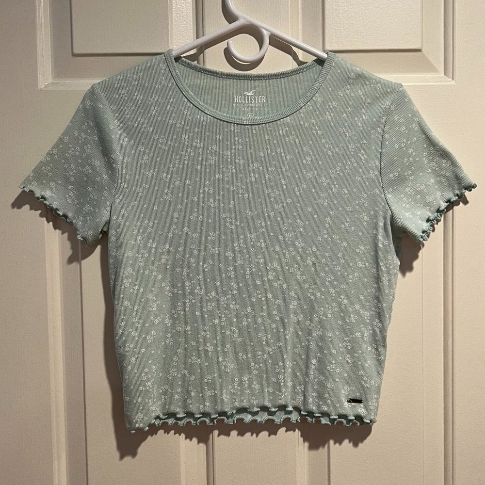Hollister Baby Tee - Pale Green with White Flowers